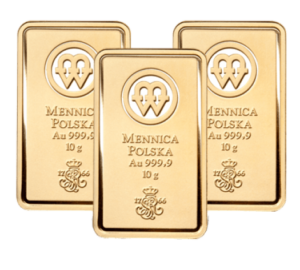 Zestaw 3 sztabek Au 10g - Sztabki złota Mennicy Polskiej
