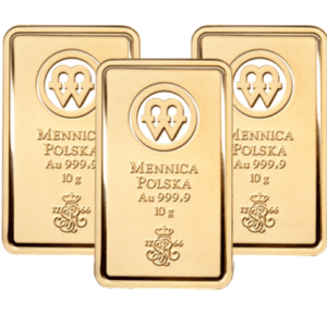 Zestaw 3 sztabek Au 10g - Sztabki złota Mennicy Polskiej