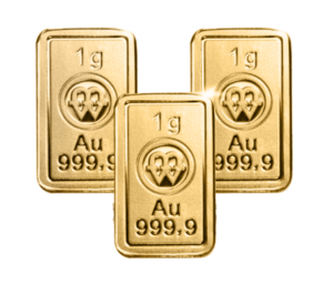 Zestaw 3 sztabek złota Mennicy Polskiej 1g