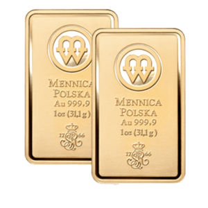 Zestaw 2 x 31,1g Au - Sztabki złota Mennicy Polskiej