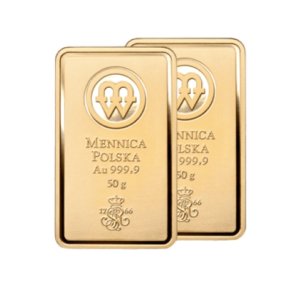 Zestaw 2 sztabek Au 50g – Sztabki złota Mennicy Polskiej