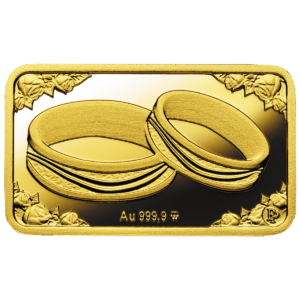 Pamiątka ślubu Miłość cierpliwa jest w czerwonym etui, złota sztabka