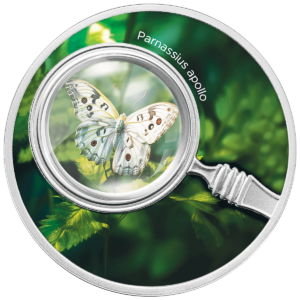 Parnassius apollo, 500 franków CFA, Seria: Motyle, rewers