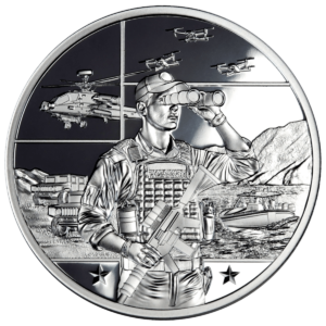 Ochrona granic, srebrny numizmat, rewers