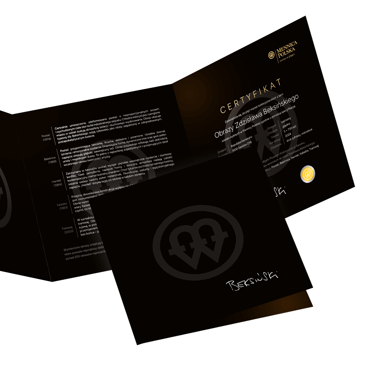 BEKSINSKI-certyfikat-mockup-AdobeStock_287443222-v1 (2) Certyfikat Etui do pierwszej edycji monet Zdzisława Beksińskiego 2024