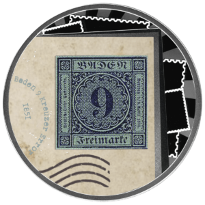 Znaczek Baden 9 Kreuzer, 500 franków CFA, Seria: Najdroższe znaczki świata, rewers