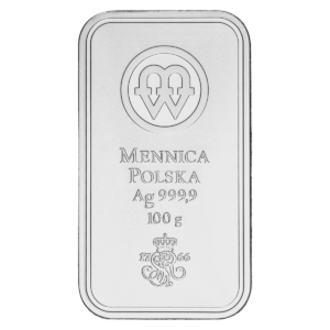 Front sztabki srebra Mennicy Polskiej 100g