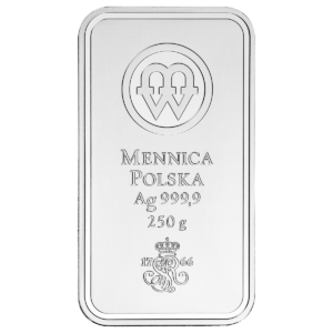 Front sztabki srebra Mennicy Polskiej 250g