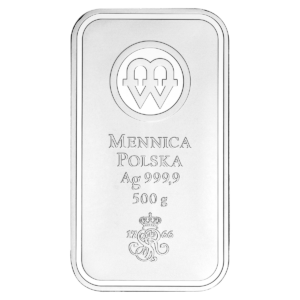 Front sztabki srebra Mennicy Polskiej 500g