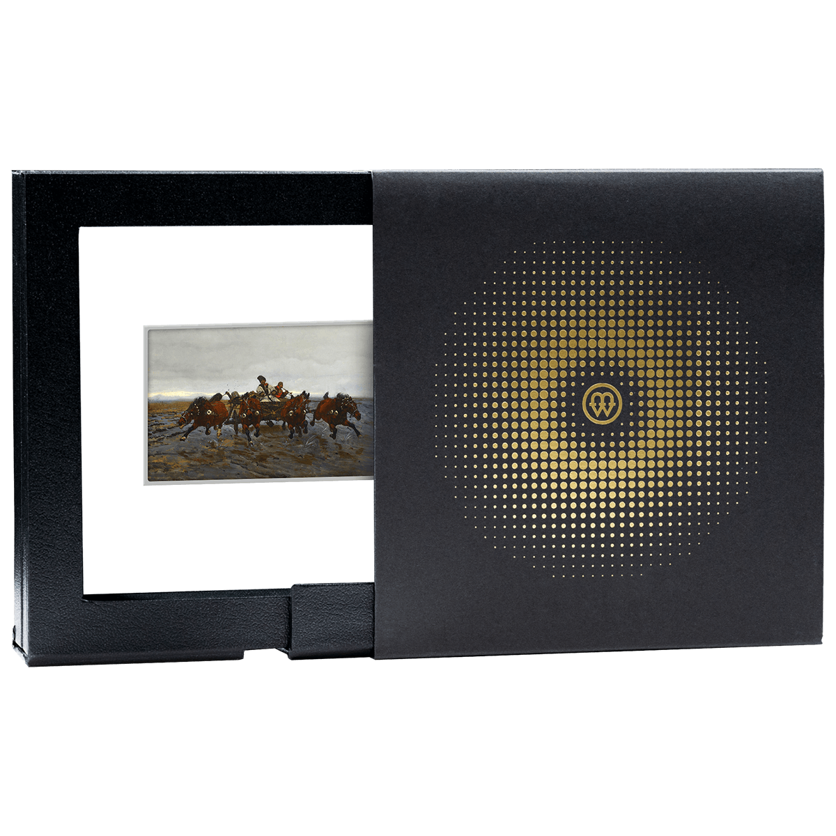 Chełmoński - Czwórka_rewers BOX WWW Józef Chełmoński, Czwórka, 500 franków CFA, pudełko