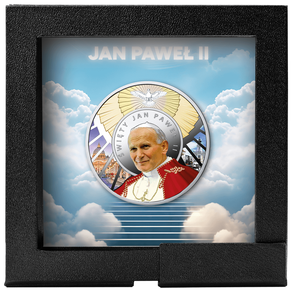 Jan Paweł II, Święty wśród Świętych, srebrny numizmat, ramka