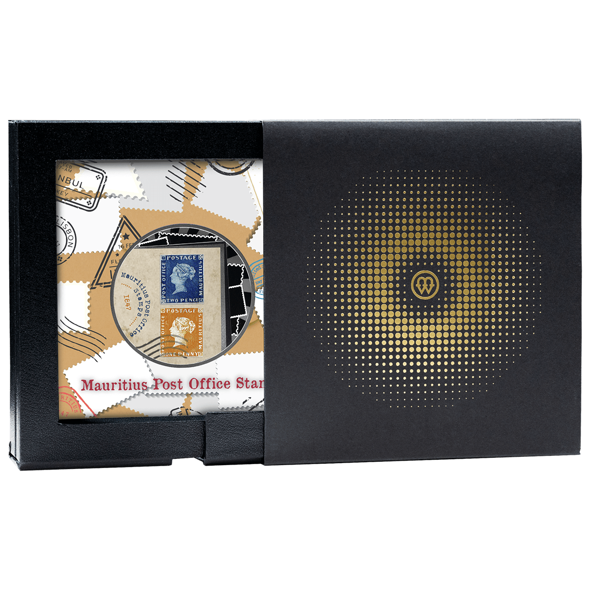 Mauritius Post Office_box Znaczek Mauritius Post Office, 500 franków CFA, Seria: Najdroższe znaczki świata, pudełko