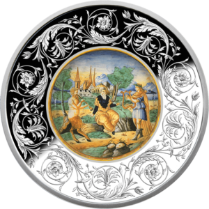 Majolika – Spór Apolla z Panem - Sąd Midasa (talerz), 5 Euro, rewers