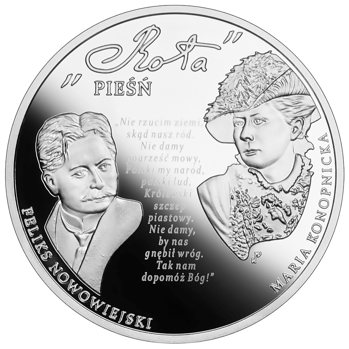 Pieśń "Rota", 10 złotych, Seria: W Polskę wierzę, rewers