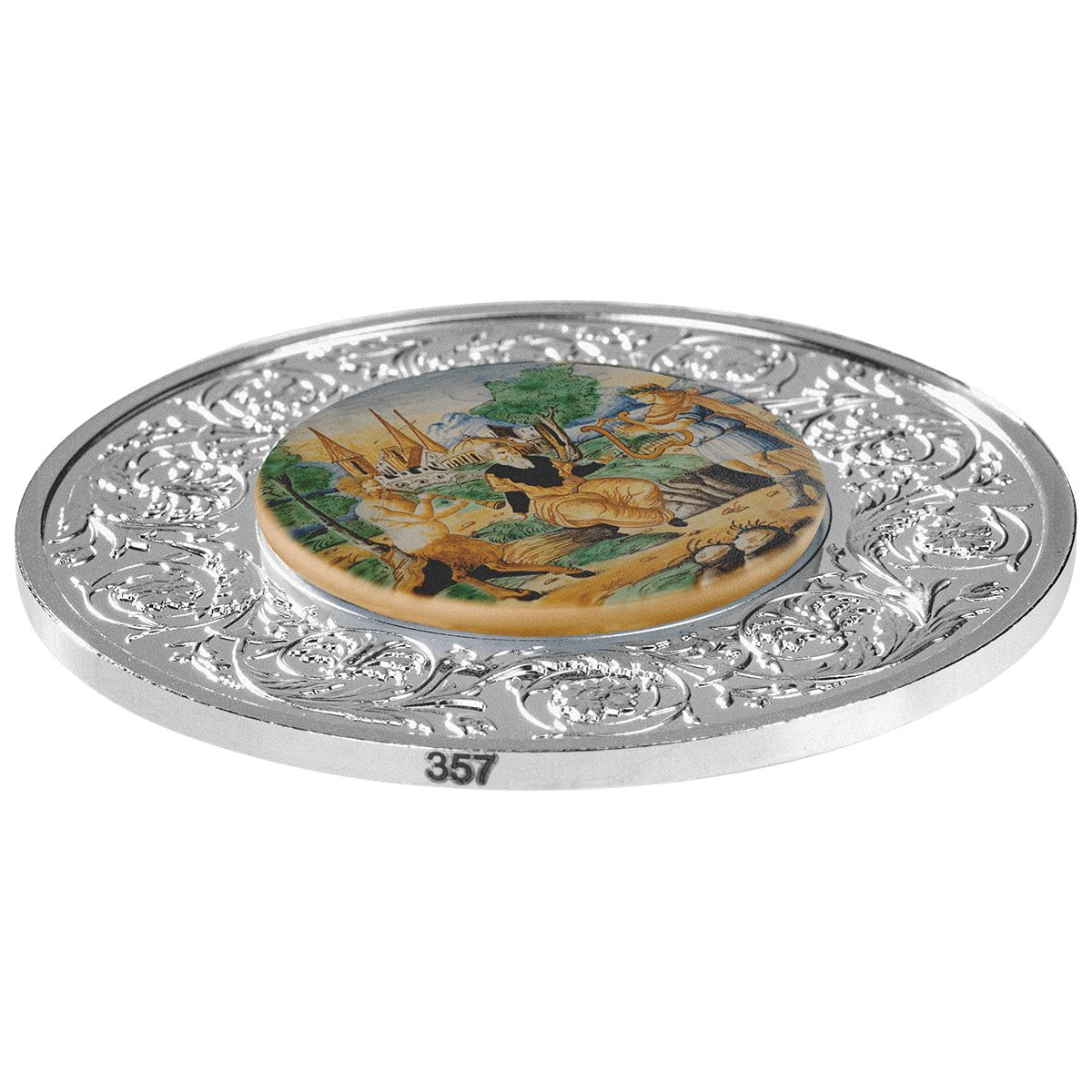 Majolika – Spór Apolla z Panem - Sąd Midasa (talerz), 5 Euro, rant