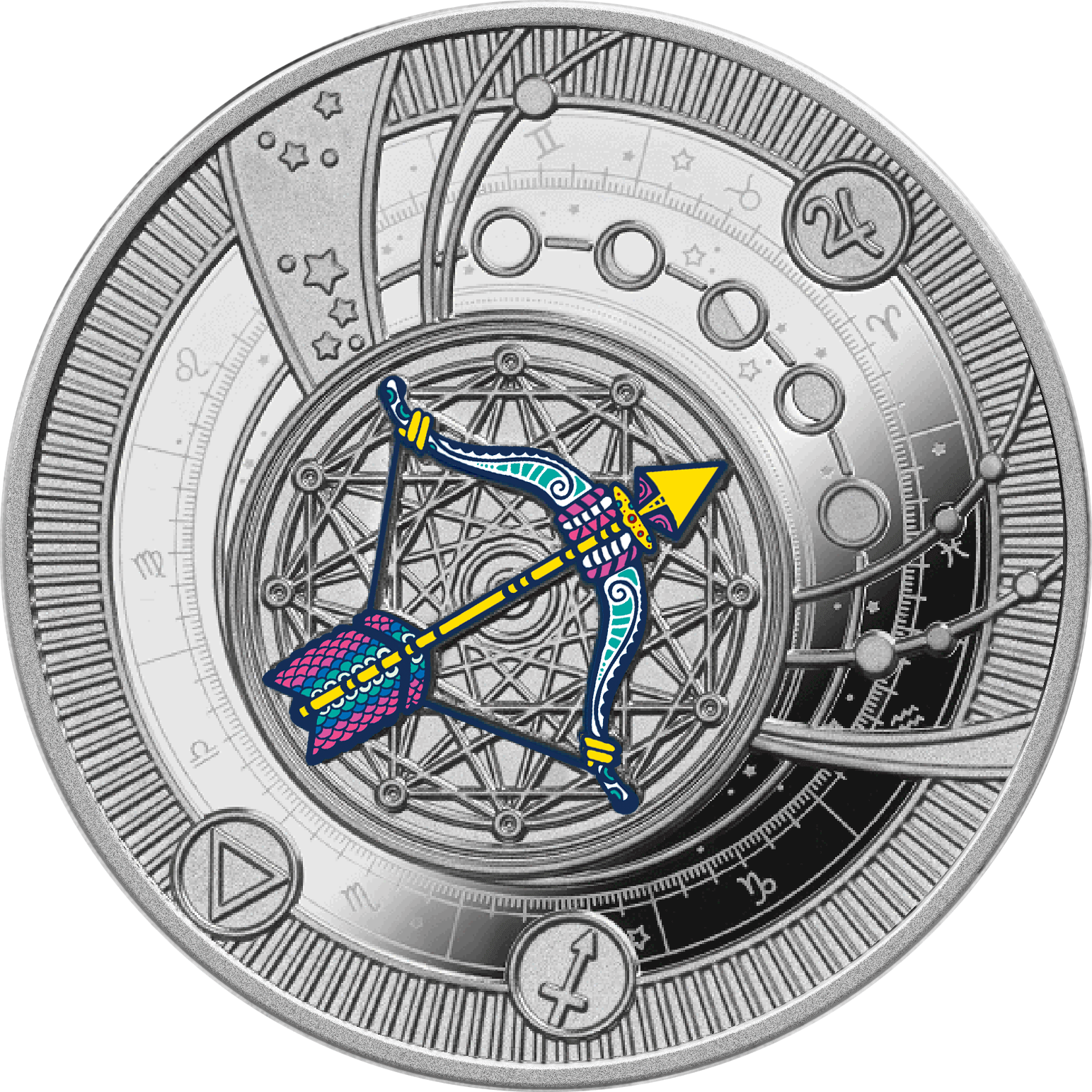 Strzelec, 500 franków CFA, Seria: Znaki Zodiaku, rewers