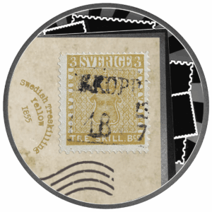 Znaczek Swedish Treskilling Yellow, 500 franków CFA, Seria: Najdroższe znaczki świata, rewers