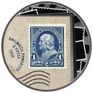 Znaczek Benjamin Franklin "Z- Grill", 500 franków CFA, Seria: Najdroższe znaczki świata, rewers