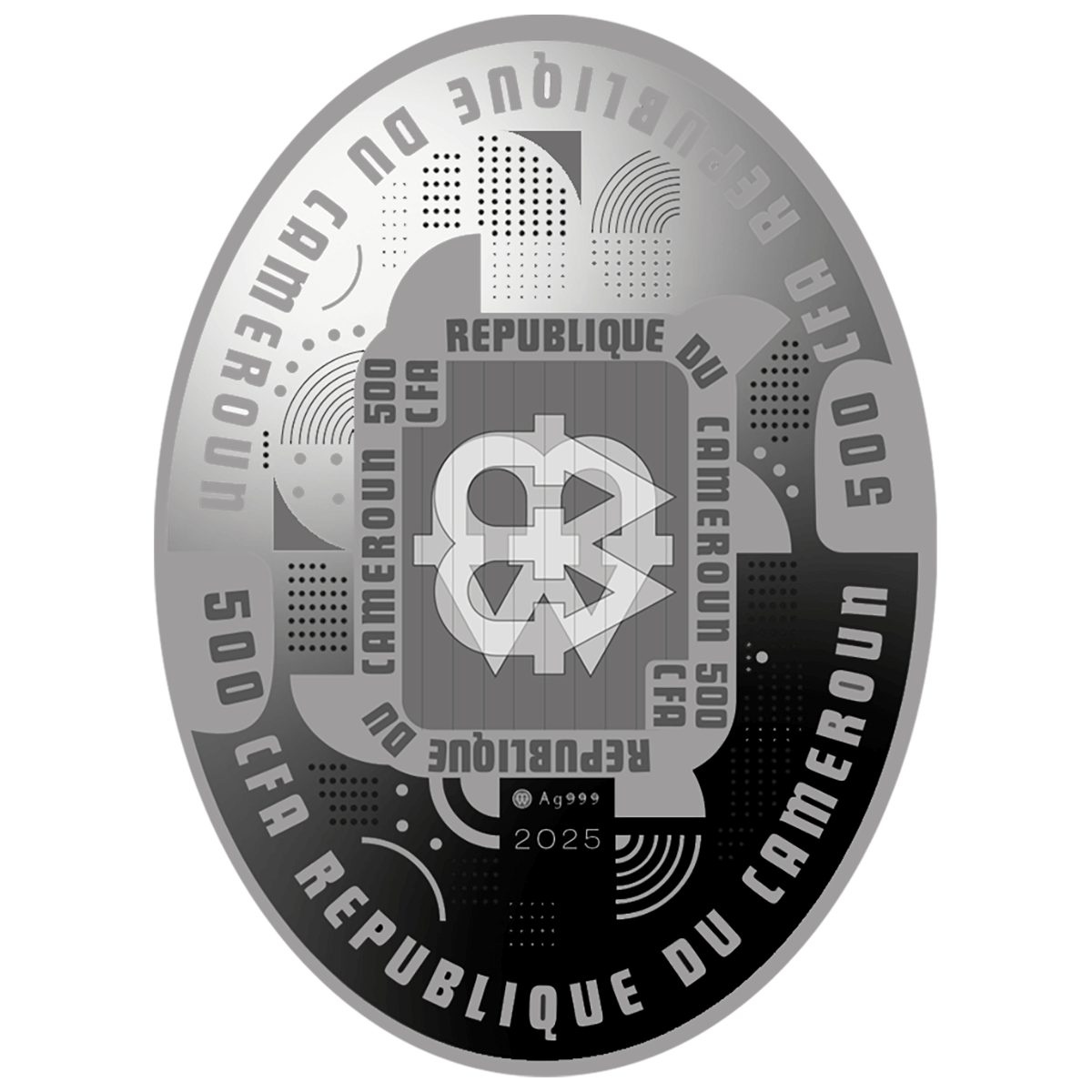 Welociraptor, 500 franków CFA, Seria: Dinozaury, awers