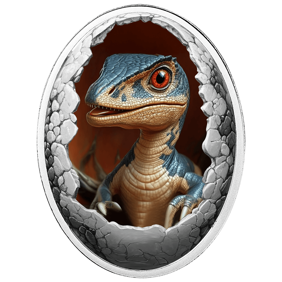 Welociraptor, 500 franków CFA, Seria: Dinozaury, rewers