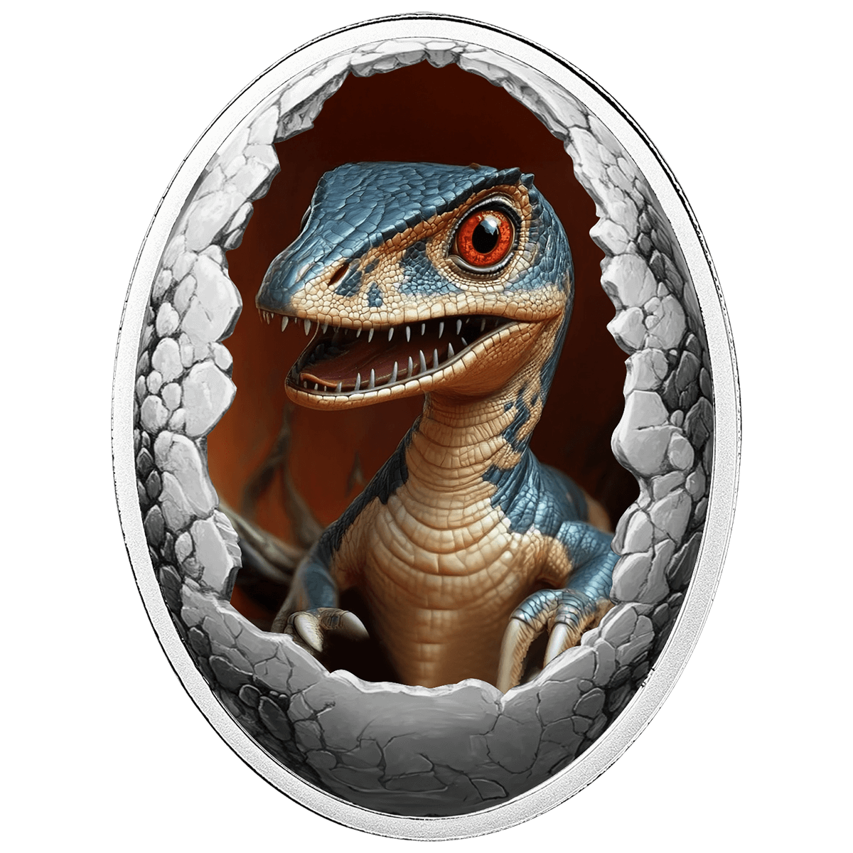 Welociraptor, 500 franków CFA, Seria: Dinozaury, rewers