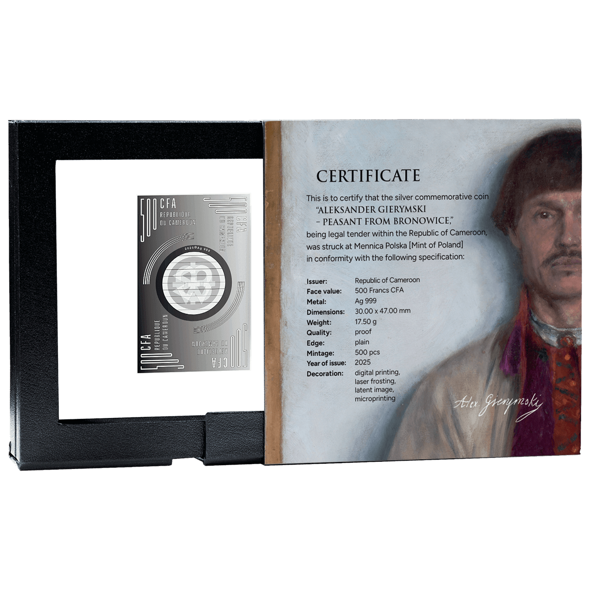 Peasant from Bronowice_box_2 Aleksander Gierymski, Chłop z Bronowic, 500 franków CFA, pudełko