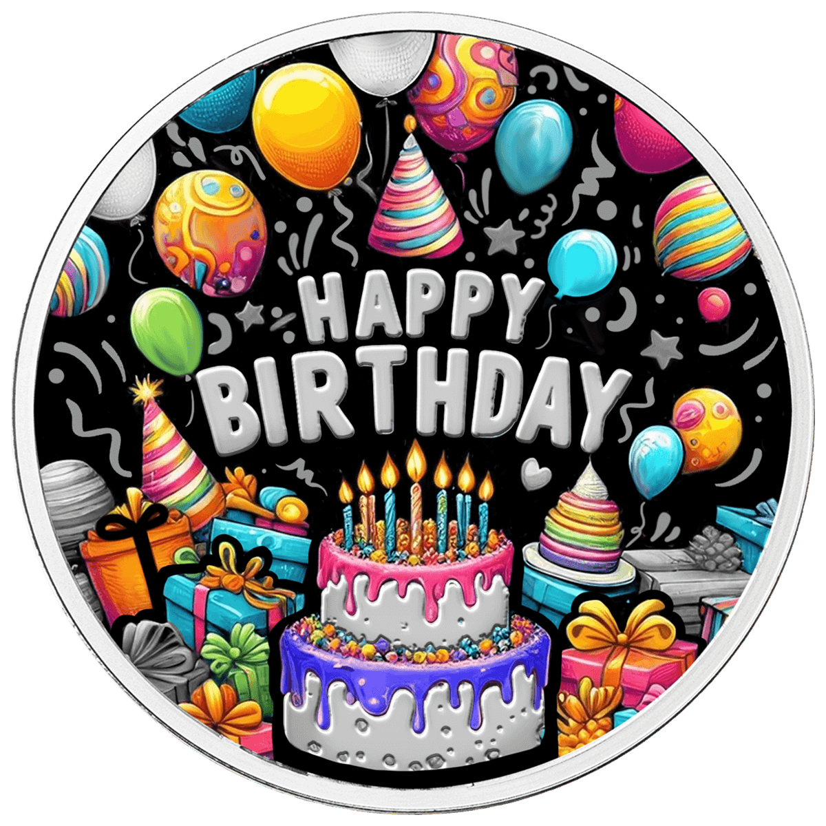 Happy Birthday_reverse Moneta urodzinowa, 500 franków CFA, rewers