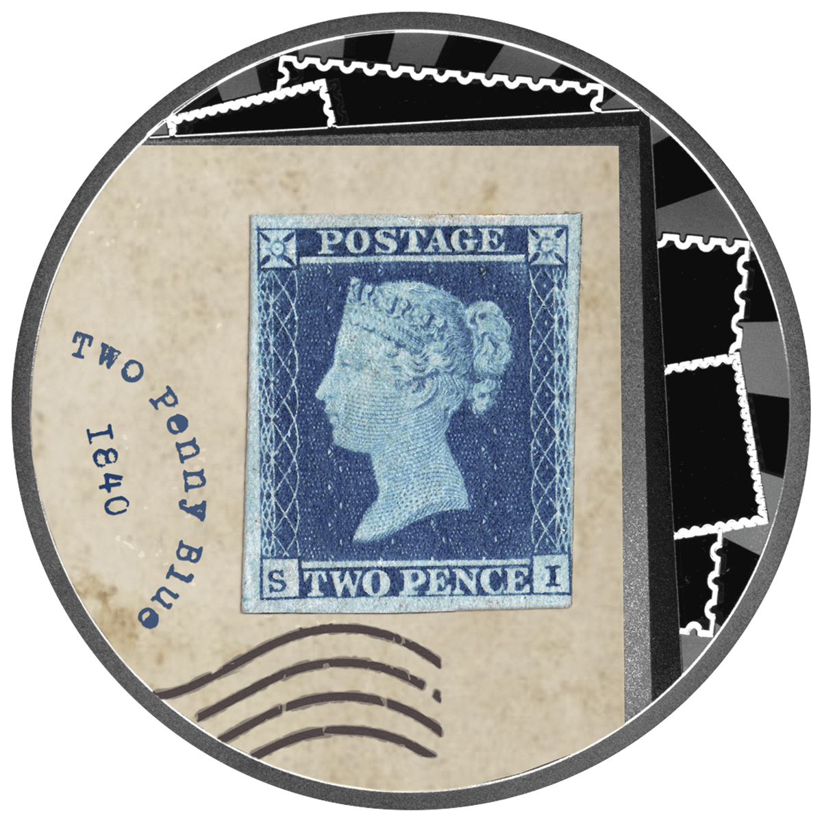 Penny Blue_reverse Znaczek Penny Blue, 500 franków CFA, Seria: Najdroższe znaczki świata, rewers