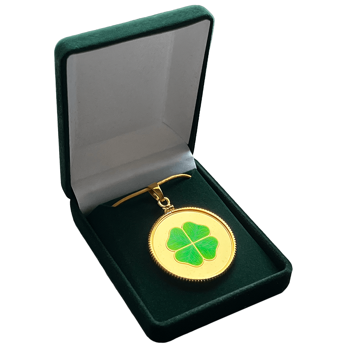 clover_pendant_box Zawieszka Koniczynka, 1 dolar, pudełko