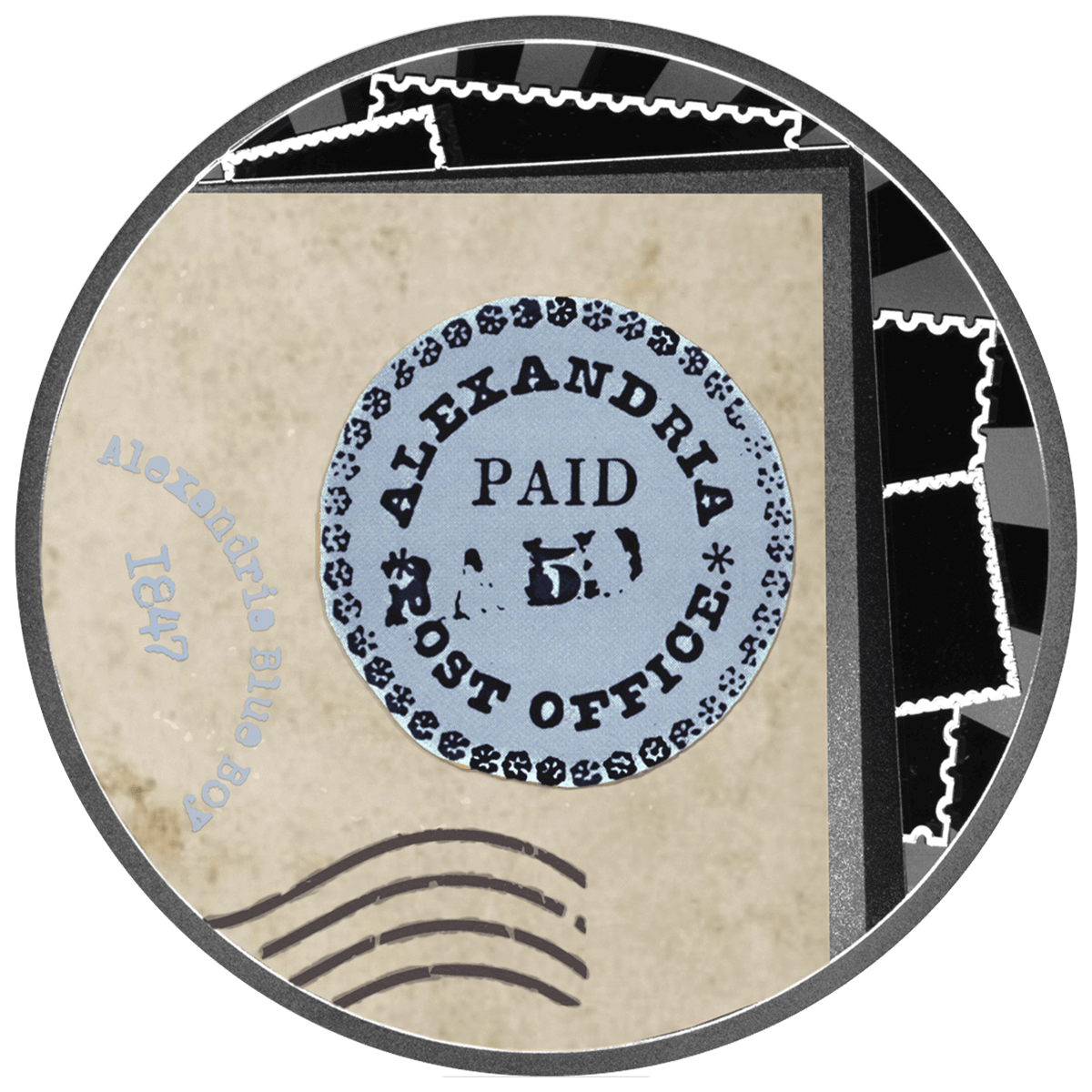 Znaczek Alexandria Blue Boy, 500 franków CFA, Seria: Najdroższe znaczki świata, rewers