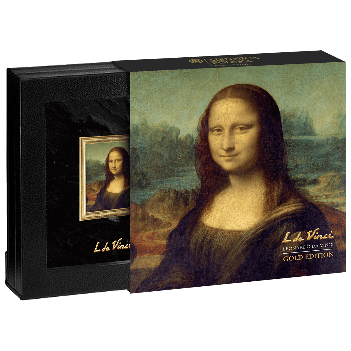 Mona-Lisa_box Leonardo da Vinci, Mona Lisa, 2 dolary, Seria: Najdroższe Obrazy Świata, pudełko