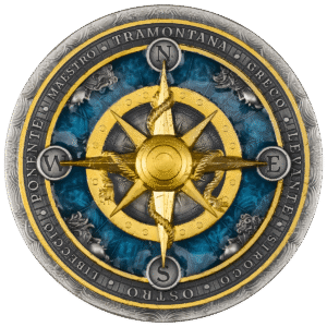 Róża Wiatrów, 5 dolarów, rewers